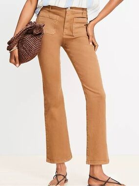 Loft Kick Crop Patch Pocket Khaki Jeans Sz 30/10